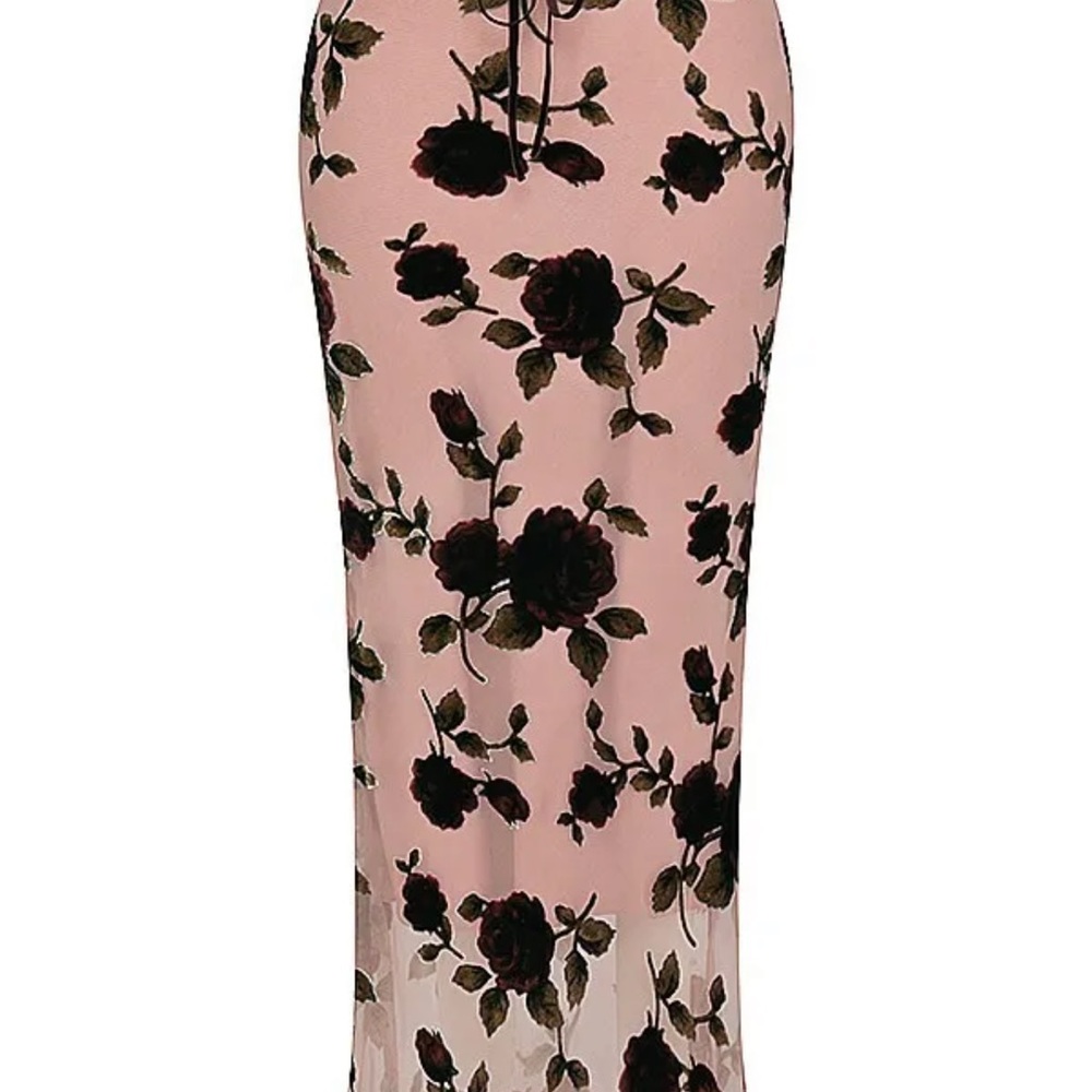 House of CB Bias Cut Skirt and matching Devore Velvet Georgette Crop Tan… - Picture 11 of 16